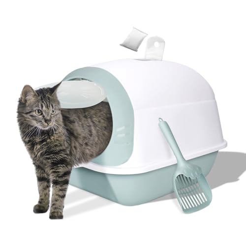 Zvonema Katzentoilette, Katzenklo mit Deckel Aktivkohlefilter, auslaufsicherer Boden, katzentoiletten Geeignet für mittelgroße und kleine Katzen, cat Litter Box mit Kunststoffschaufel von Zvonema