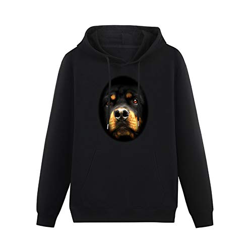 Zweck Pullover Warm Hoodies Rottweiler Face Dog Animals Hoody Long Sleeve Sweatershirt Black 3XL von Zweck