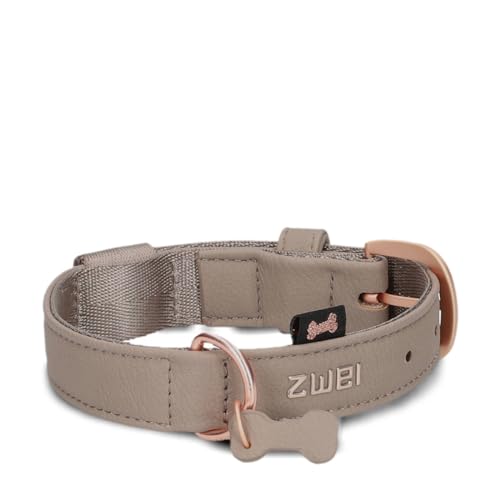 ZWEI Hundehalsband Leo LE10 aus hochwertigem Kunstleder, Elegantes Halsband verstellbar für kleine & mittelgroße Hunde mit Halsumfang von 28-38 cm, viele Farben von Zwei