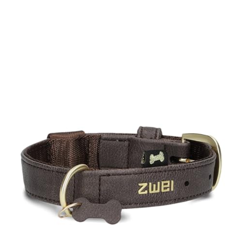 ZWEI Hundehalsband Leo LE10 aus hochwertigem Kunstleder, Elegantes Halsband verstellbar für kleine & mittelgroße Hunde mit Halsumfang von 28-38 cm, viele Farben von Zwei