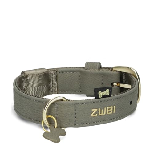 ZWEI Hundehalsband Leo LE10 aus hochwertigem Kunstleder, Elegantes Halsband verstellbar für kleine & mittelgroße Hunde mit Halsumfang von 28-38 cm, viele Farben von Zwei