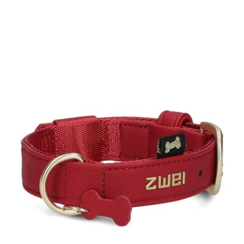 ZWEI Hundehalsband Leo LE10 aus hochwertigem Kunstleder, Elegantes Halsband verstellbar für kleine & mittelgroße Hunde mit Halsumfang von 28-38 cm, viele Farben von Zwei