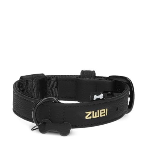 ZWEI Hundehalsband Leo LE10 aus hochwertigem Kunstleder, Elegantes Halsband verstellbar für kleine & mittelgroße Hunde mit Halsumfang von 28-38 cm, viele Farben von Zwei