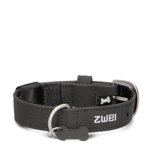 ZWEI Hundehalsband Leo LE10 aus hochwertigem Kunstleder, Elegantes Halsband verstellbar für kleine & mittelgroße Hunde mit Halsumfang von 28-38 cm, viele Farben von Zwei