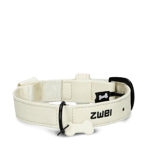 ZWEI Hundehalsband Leo LE10 aus hochwertigem Kunstleder, Elegantes Halsband verstellbar für kleine & mittelgroße Hunde mit Halsumfang von 28-38 cm, viele Farben von Zwei