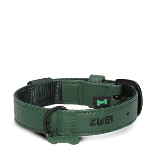 ZWEI Hundehalsband Leo LE10 aus hochwertigem Kunstleder, Elegantes Halsband verstellbar für kleine & mittelgroße Hunde mit Halsumfang von 28-38 cm, viele Farben von Zwei