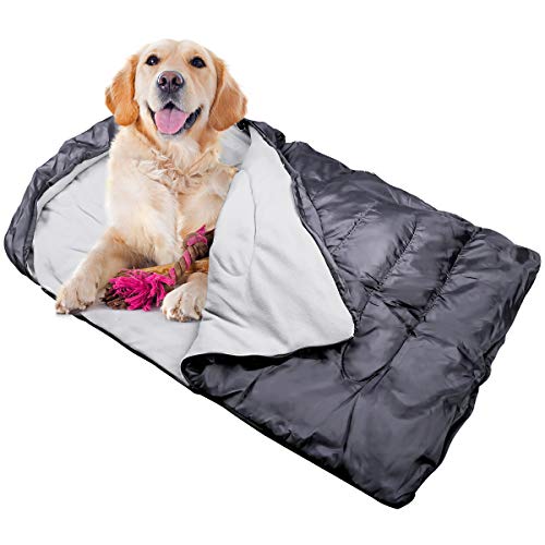 Zwini Hundeschlafsack Outdoor Haustier Bett Matte Kissen Polar Fleece weich schwimmbar Wasserdicht verschleißfest Warm Keeping Kordelzug Reißverschluss Klettverschluss von Zwini