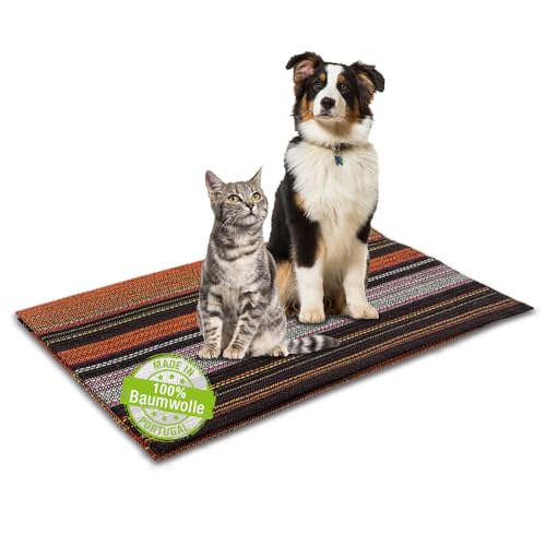 Craft Story Hundedecke GAIA aus 100% Baumwolle 100 x 140 cm Braun/Orange/Gelb - waschbar faltbar ideal für Auto Kofferraum Sofa - Schutzdecke für Hunde und Katzen - Ruhedecke für Zuhause und Unterwegs von a portuguese loveaffair Craft Story