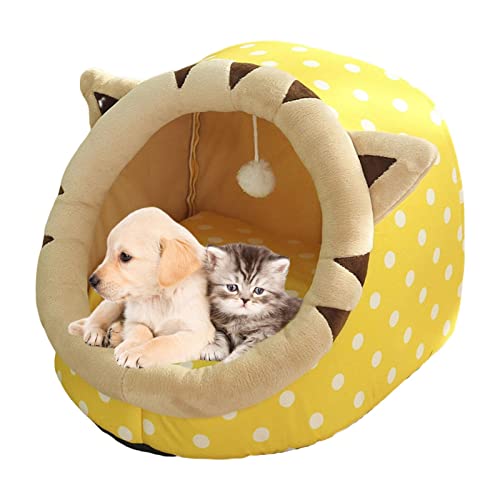 Pet Bed House Halboffenes Katzenbett für Hauskatzen oder kleine Hunde Katzenzelt mit herausnehmbarem, waschbarem, gepolstertem Welpen-Kätzchen-Kaninchen-rutschfestem, wasserabweisendem Boden von a-r