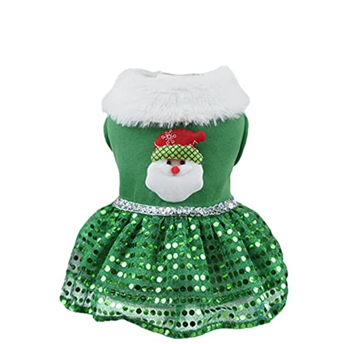 a-r Haustier-Weihnachtskleid,Weihnachten Bling Bling Outfits Rock mit Weihnachtsmann - Winterkleidung Thermische Weihnachtshaustierkleidung Weihnachtsoutfits für Katzen und Hunde von a-r