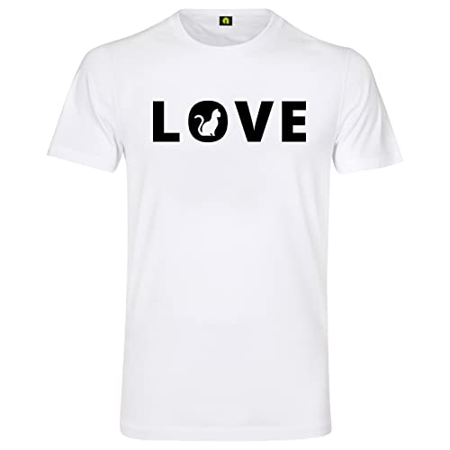 Love Katze T-Shirt - Schmuser Pussie Samtpfote Vierbeiner Haustier Kitty Weiss S von absenda