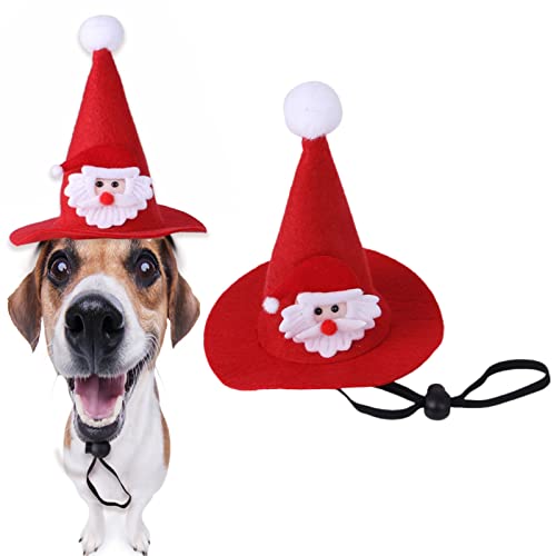 2 Stück Haustier-Weihnachtsmannmütze, 3D-verstellbares Haustier-Weihnachtsmann-Kostüm, bequem und weich, für Hund, Katze, Hochzeit, Alltag Acime von acime