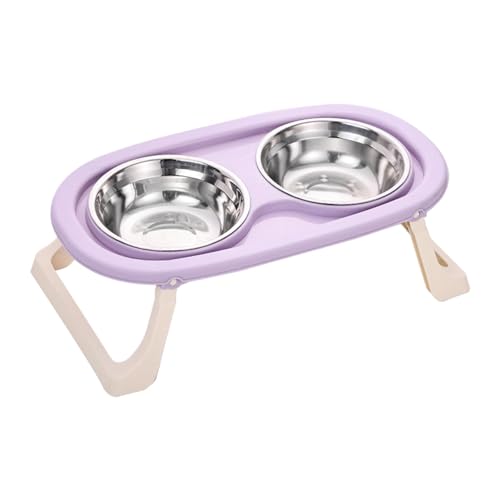 Dual Pet Feeder Bowl - Flexible Höhe Katzenfutterschüssel, Einstellbare Höhe Haustier Näpfe | Dual Edelstahl Katzen Feeder, Doppelte Höhe Katzennapf, Spritzwassergeschützter Futternapf für Hund, von acime