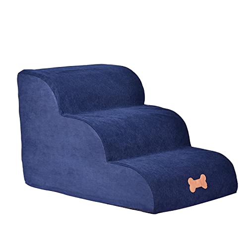 Dog Trees - 3 Steps High Density Schwamm Dog Tressen Rampen, rutschfeste Haustierschritte für kleine Hunde und Katzen, Waschbare abnehmbare Hundestubenleiter für Sofa Couch High Beds (Multi Colors) von adawd