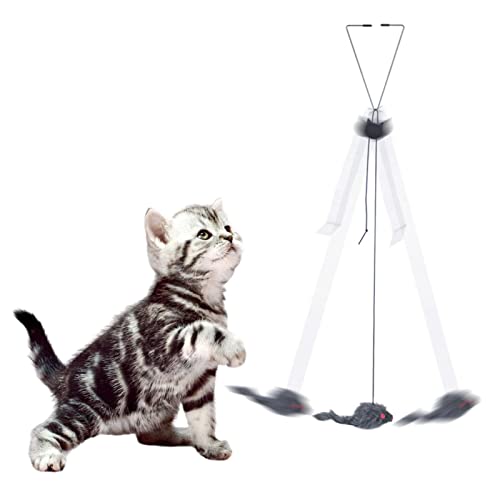 adawd Springendes Katzenspielzeug - Katzen-Teaser-Stick - Katzen-Teaser-Spielzeug für Indoor-Katzenkätzchen, Dreieckshaken, Katzenübungsspielzeug, elastisches Seil von adawd