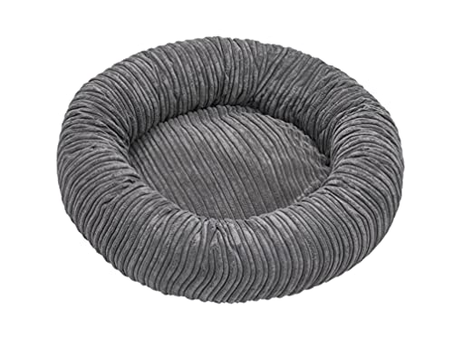 adekor_home Rund Hundebett Katzensofa Tierbett Katzenbett Cord Katzennest Hundekissen Schlafplätze Für EIN Haustier 60cm | 80cm | 100cm Grau/Schwarz/Creme/Braun… (L, Grau) von adekor_home