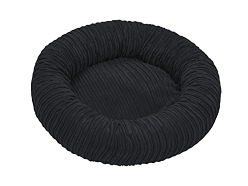 adekor_home Rund Hundebett Katzensofa Tierbett Katzenbett Cord Katzennest Hundekissen Schlafplätze Für EIN Haustier 60cm | 80cm | 100cm Grau/Schwarz/Creme/Braun… (L, Schwarz) von adekor_home