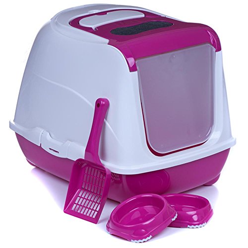 Katzentoilette Flip Jumbo pink + Jumbo Streuschaufel + 2 Näpfe von adena