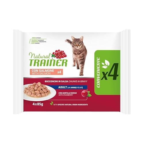 Natural Trainer Nassfutter für Erwachsene Katzen mit Lachs, 4er Pack (4 x 85 g) von affinity petcare s.a.