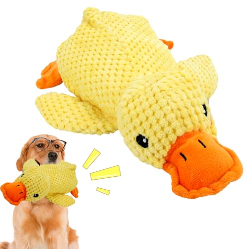 agctrler Pfotenstern Anti Stress Ente Hund, 32cm Kuscheltier Ente, Gelbe Anti Stress Ente für Hunde, Beruhigende Ente für Hunde, Interaktives Stabiles Anti Stress Spielzeug für Kleine Hund (Gelb) von agctrler