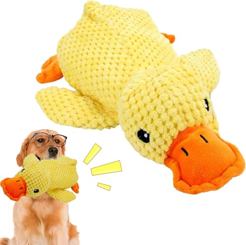 agctrler Pfotenstern Anti Stress Ente Hund, Kuscheltier Ente, 32cm Gelbe Anti Stress Ente für Hunde, Beruhigende Ente für Hunde, Interaktives Stabiles Anti Stress Spielzeug für Kleine Hund (Gelb) von agctrler