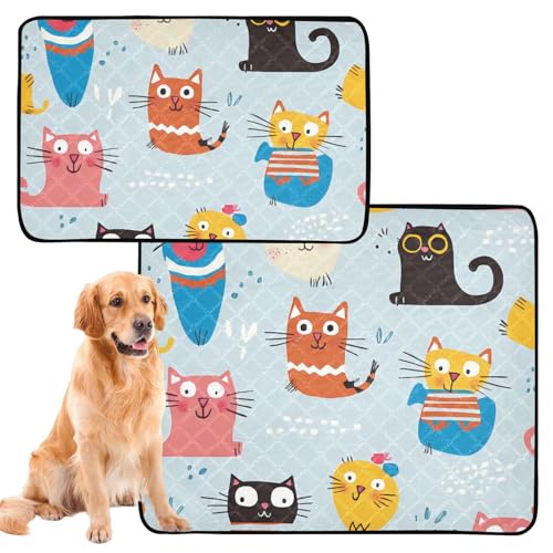 Uriniermatte für große Hunde, Katzen-Urinierunterlagen für Indoor-Katzen, rutschfeste Matte für Autositz, 61 x 91,4 cm + 91,4 x 106,7 cm, Boho-Stil, 2 Stück von aidingzhi