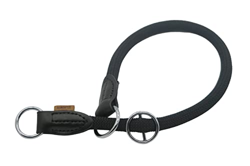 Aiminto Geflochtenes rundes Martingale-Hundehalsband, Trainingshalsband mit verschiebbarem Stop-Ring – ideal für mittelgroße und große Hunde (M+(1/2 Zoll) – 45,7 cm lang, Schwarz von aiminto