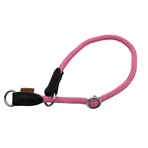 Aiminto Geflochtenes Halsband, Profi-Training-Hundehalsband, kein Ziehen, rundes Martingalhalsband, Schlupfhalsband mit verschiebbarem Stop-Ring – ideal für extra kleine Hunde (XS (1/4 Zoll) – 35,6 cm von aiminto