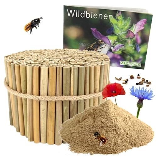 MEGAPACK Bambusröhrchen Insektenhotel Füllmaterial ca. 270 Niströhren 12 cm + 300 g Lehm & mehr! von aktiongruen