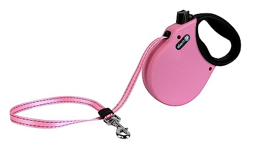 Alcott 5387-RLSHPW Abenteuer Rolleinen für Hunde Gurtleine 5 m lang Reflektstreifen im Gurt mit Soft Grauer Griff M pink, 30 kg von alcott