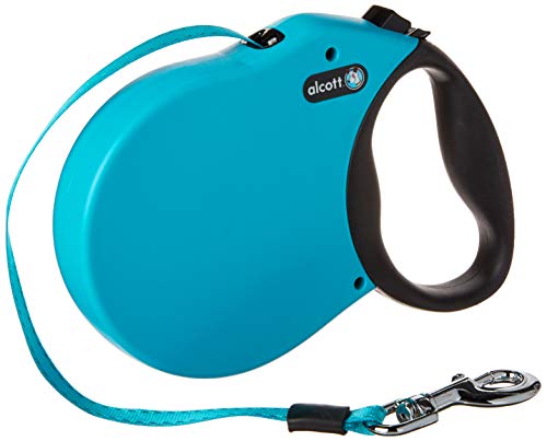 Alcott 5660-RLSHPW Exspeditions Rolleinen für Hunde 7,5 m Gurtleine Reflektstreifen im Gurt mit soft grauer Griff L blau, 50 kg von alcott