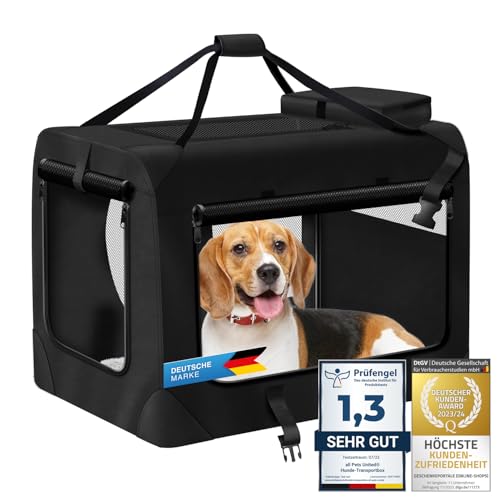 Hunde-Transportbox Tier Hundebox Transporttasche faltbar Hundetasche Haustier-Transport Atmungsaktiv & Wasserabweisend für Hunde & Katzen (L - 70x52x52 cm) von all Pets United