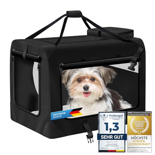 Hunde-Transportbox Tier Hundebox Transporttasche faltbar Hundetasche Haustier-Transport Atmungsaktiv & Wasserabweisend für Hunde & Katzen (S - 49x34x34 cm) von all Pets United