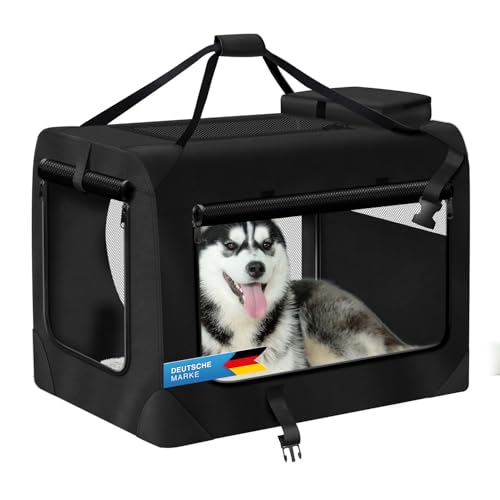 Hunde-Transportbox Tier Hundebox Transporttasche faltbar Hundetasche Haustier-Transport Atmungsaktiv & Wasserabweisend für Hunde & Katzen (XXL - 91x63x63 cm) von all Pets United