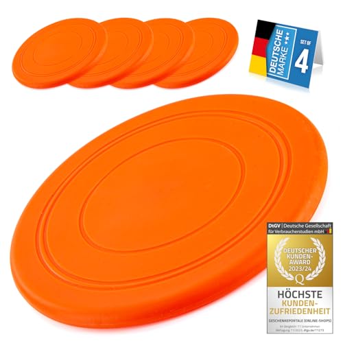 all Pets United® Hunde Frisbee Wurfscheibe Hunde-Spielzeug; Agility Trainingszubehör; Wurfspielzeug aus flexiblem Kautschuk für extra viel Spiel, Spaß und Sicherheit (4 Stück) von all Pets United