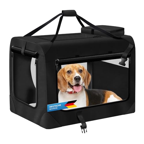 all Pets United® Hunde-Transportbox Tier Hundebox Transporttasche faltbar Hundetasche Haustier-Transport Atmungsaktiv & Wasserabweisend für Hunde & Katzen (L - 70x52x52 cm) von all Pets United