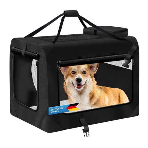 all Pets United® Hunde-Transportbox Tier Hundebox Transporttasche faltbar Hundetasche Haustier-Transport Atmungsaktiv & Wasserabweisend für Hunde & Katzen (M - 60x42x42 cm) von all Pets United