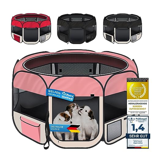 all Pets United® Welpen-Laufstall Tierlaufstall Welpenauslauf-Stall; XXL Freigehege für Hunde, Katzen, Hasen & Kleintiere im Innen- und Außenbereich (Pink) von all Pets United