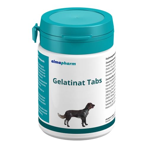 almapharm Gelatinat Tabs | 30 Tabletten | Ergänzungsfuttermittel für Hunde | Zur Unterstützung von Gelenken, Knorpel und Knochen | Mit Spurenelementen und wertvollen Vitaminen von almapharm