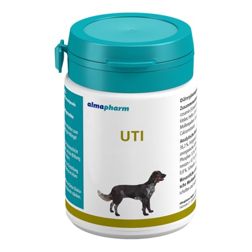 almapharm UTI | 30 Tabletten | Ergänzungsfuttermittel für Hunde | Kann zur Unterstützung der Harnblasenfunktion beitragen | Zur Verhinderung der Bildung von Harnkristallen von almapharm