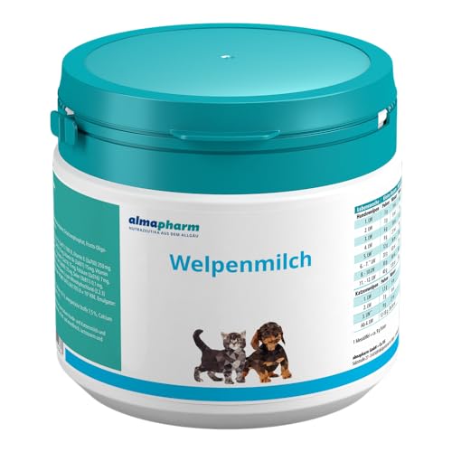 almapharm Welpenmilch | 250 g | Muttermilchersatz für Hunde- und Katzenwelpen | Nach dem Vorbild der Natur | Zur mutterlosen Aufzucht und zur Beifütterung | Ausgewählte Zutaten von almapharm