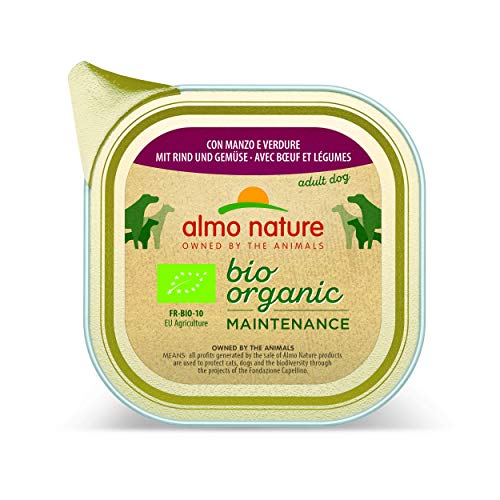 Almo Nature Bio Organic Maintenance Nassfutter für Erwachsene Hunde mit Rind und Gemüse - Aluschale 100 g. von almo nature