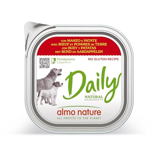 Almo Nature Daily, Nassfutter für Erwachsene Hunde mit Rind und Kartoffeln - Packung mit 2,7 kg (9 x 300 g) von almo nature