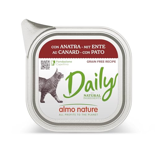 Almo Nature Daily, Nassfutter für Erwachsene Katzen mit Ente - Packung mit 3,2 kg (32 x 100 g) von almo nature