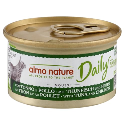 Almo Nature Daily Katzenfutter nass Almo Mousse Thunfisch und Huhn, 24er Pack (24 x 85 g) von almo nature