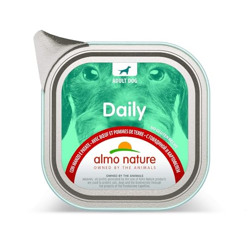 Almo Nature Daily Nassfutter für Erwachsene Hunde mit Rind und Kartoffeln - Aluschale 100 g. von almo nature