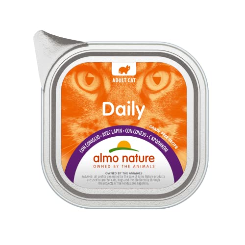 Almo Nature Daily Nassfutter für Erwachsene Katzen mit Kaninchen – 32 Schalen à 100 g. von almo nature