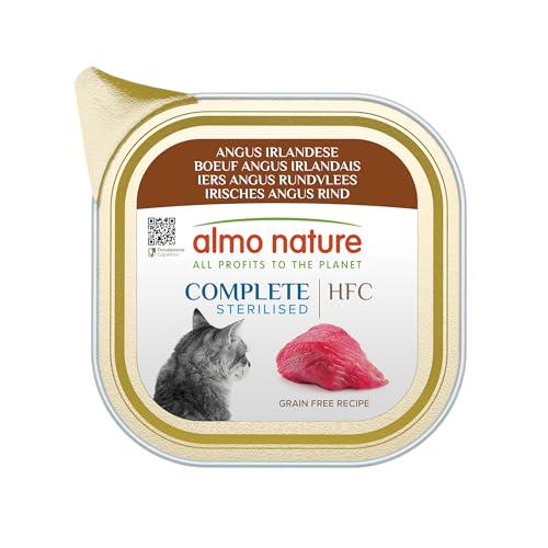 Almo Nature HFC Complete Stelirised, Nassfutter für Erwachsene Katzen, Irischer Angus, 85 g Behälter von almo nature