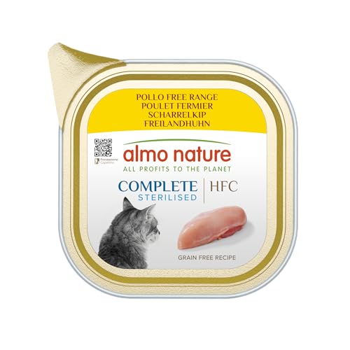 Almo Nature HFC Complete Stelirised, Nassfutter für ausgewachsene Katzen, Huhn Free Range, 85 g Behälter von almo nature