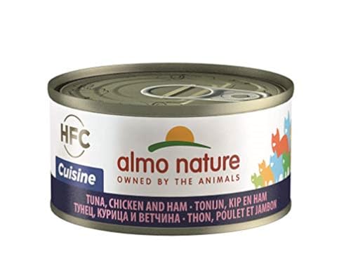 Almo Nature HFC Cuisine Nassfutter Katzenfutter mit Thunfisch, Huhn und Schinken (24 x 70g Dosen) von almo nature